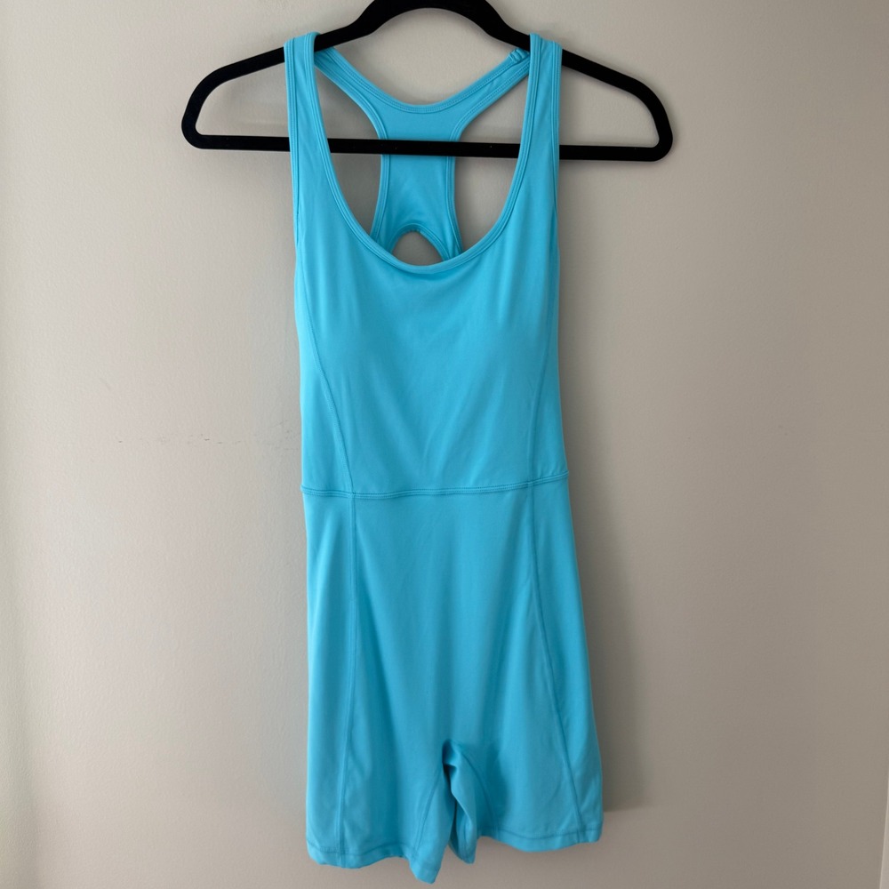 Paragon Turquoise Blue Racerback Keyhole Activewear Romper Size M